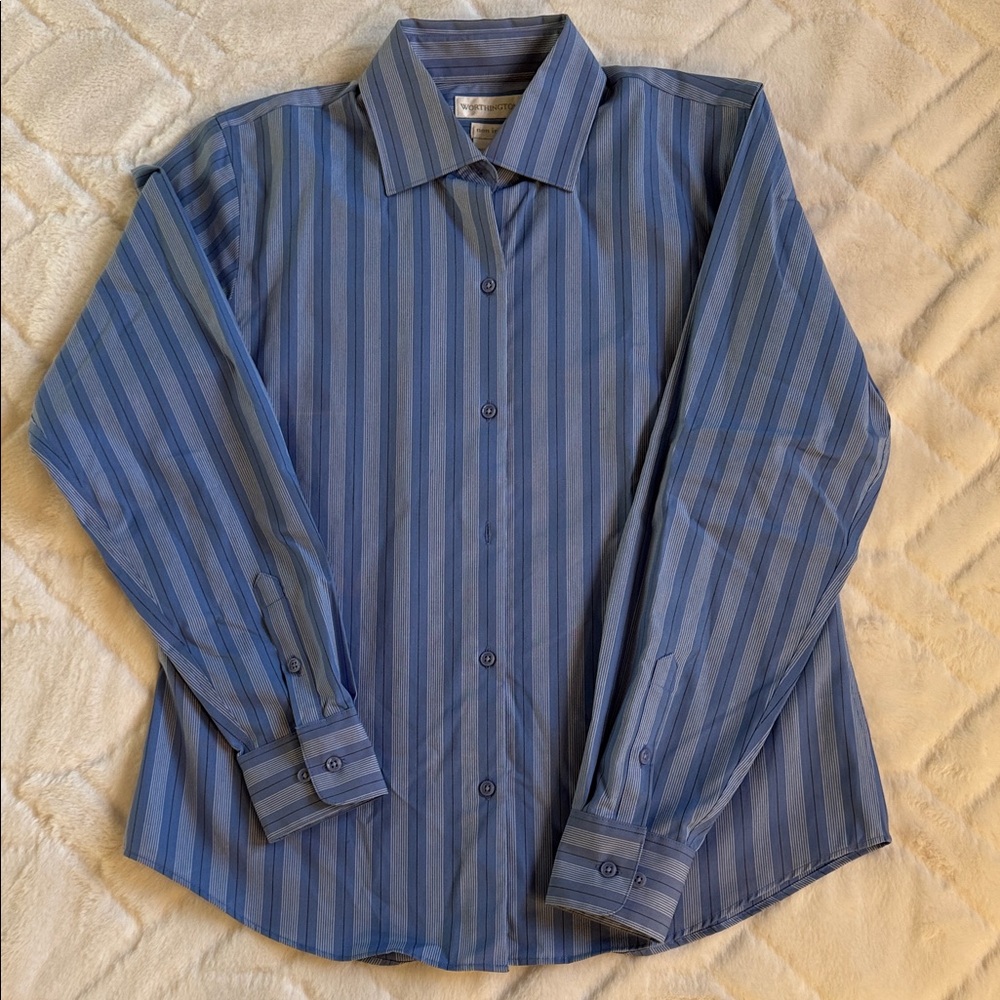 Women’s Blue Striped Dress Shirt